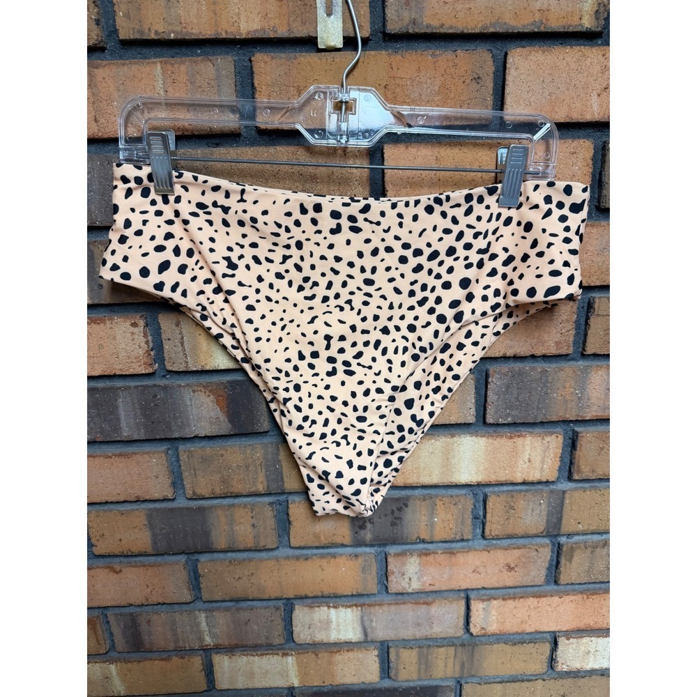 Zaful Womens Cheetah Print High Waisted Bikini Bottoms Peach Black Size 10